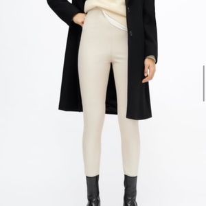 ZARA Ecru Faux Leather Legging